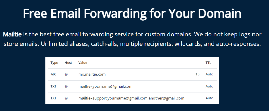 Mailtie Free Bulk Email Forwarding
