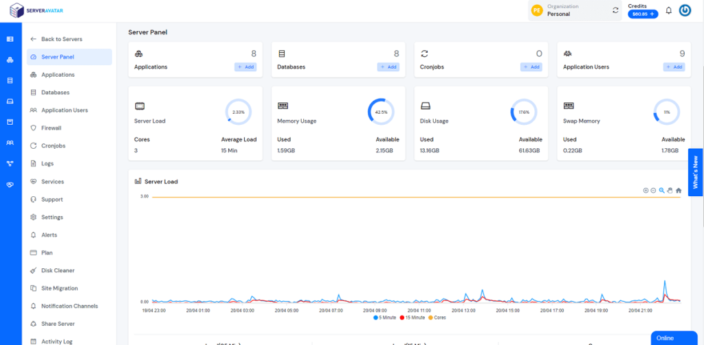 ServerAvatar Server Panel Demo